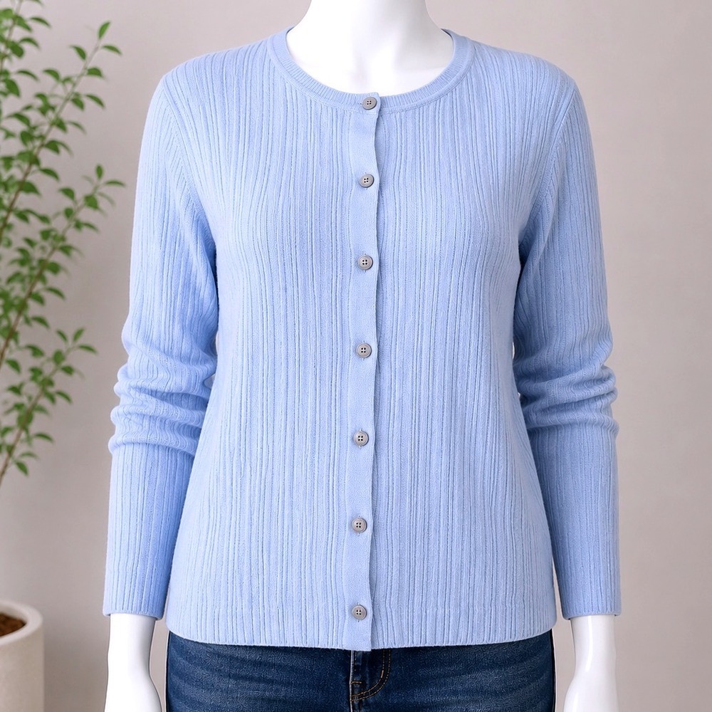 Future Collective‎ Ribbed Cardigan Button Front Lightweight Sweater Grandma Core